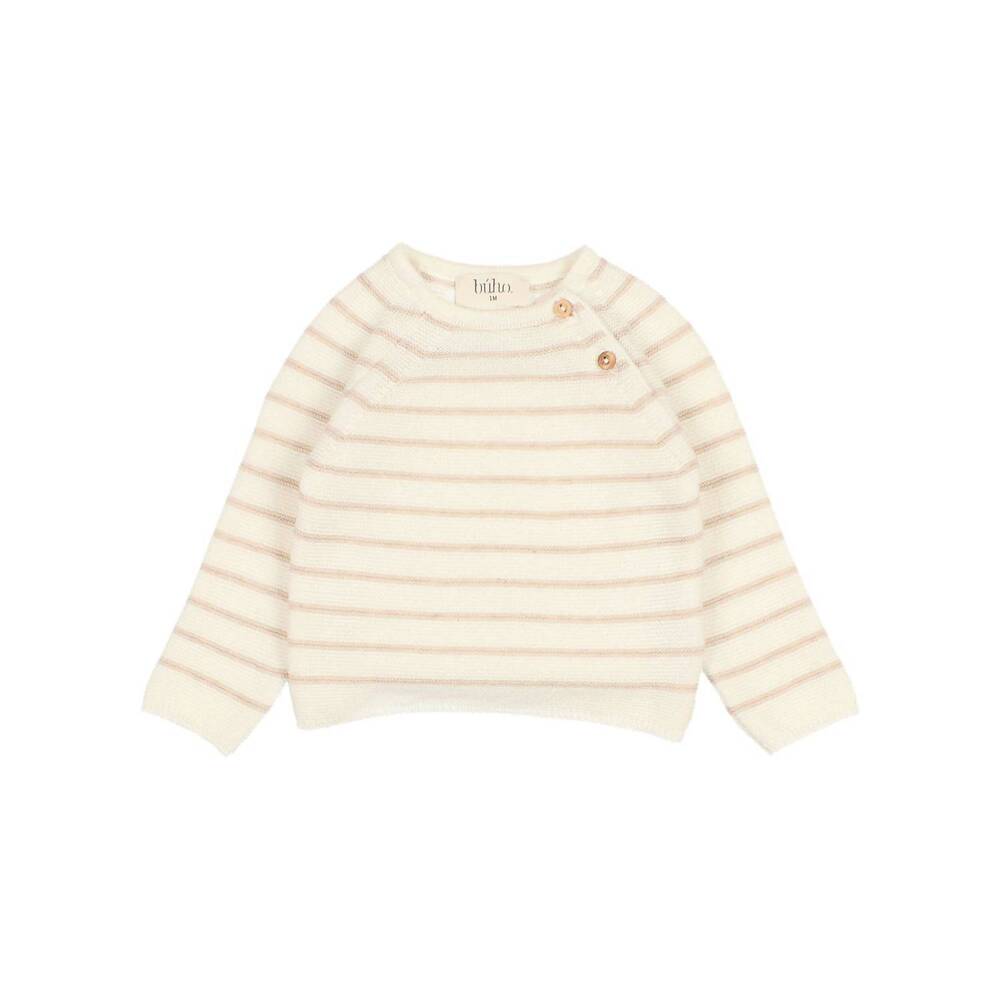 NEW BÚHO girl's striped knit jumper top in sand